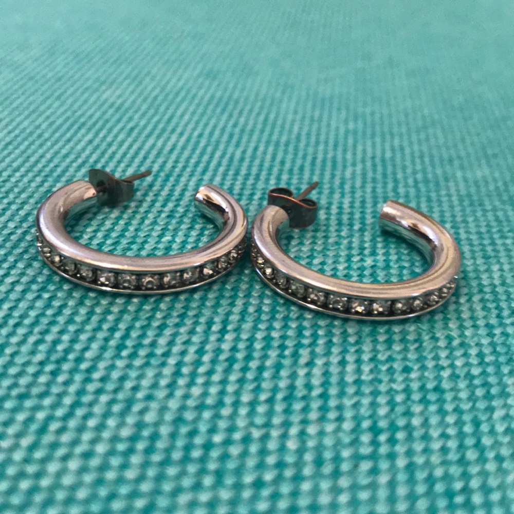 Swarovski Silver Hoop Earrings Gem